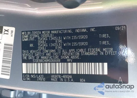2021 Toyota Highlander Hybrid Platinum from USA, damaged, VIN 5TDEBRCH6MS066688